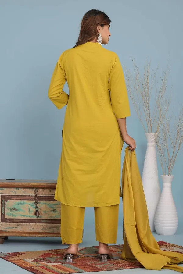 Yellow_Cotton_Regular_Embroidered_Straight_Kurti_Set_With_Pant_Dupatta_For_Women