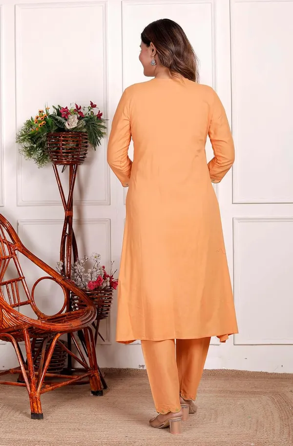 Orange_Cotton_Printed_Anarkali_Kurti_Set_With_Pant_Dupatta_For_Women