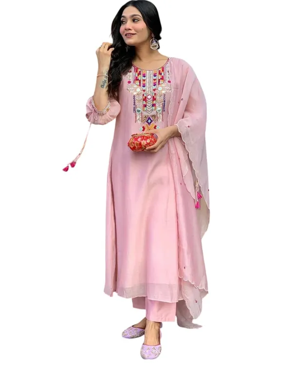 Baby_Pink_Cotton_Mirror_Work_Embroidered_Straight_Kurti_Set_For_Women