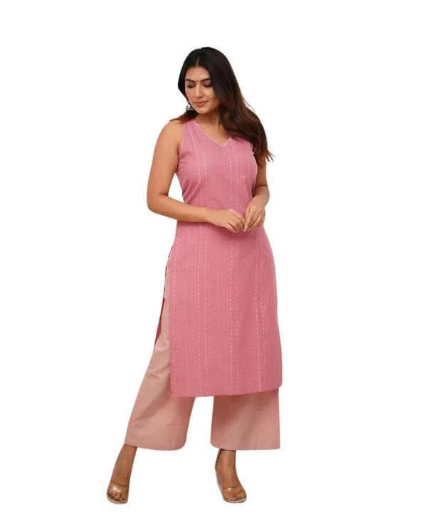Gajri_Cotton_Printed_Sleeveless_Straight_Kurti_With_Pant_Set_For_Women