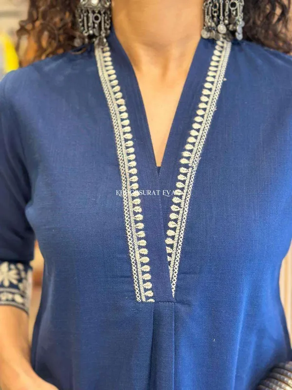 Blue_Cotton_Embroidered_Straight_Kurti_Pant_Dupatta_Set_For_Women