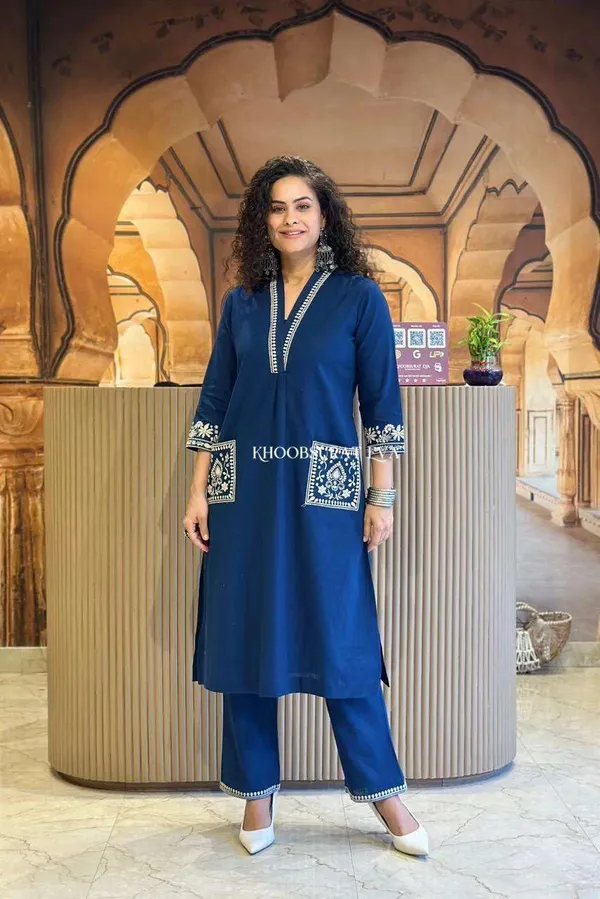 Blue_Cotton_Embroidered_Straight_Kurti_Pant_Dupatta_Set_For_Women