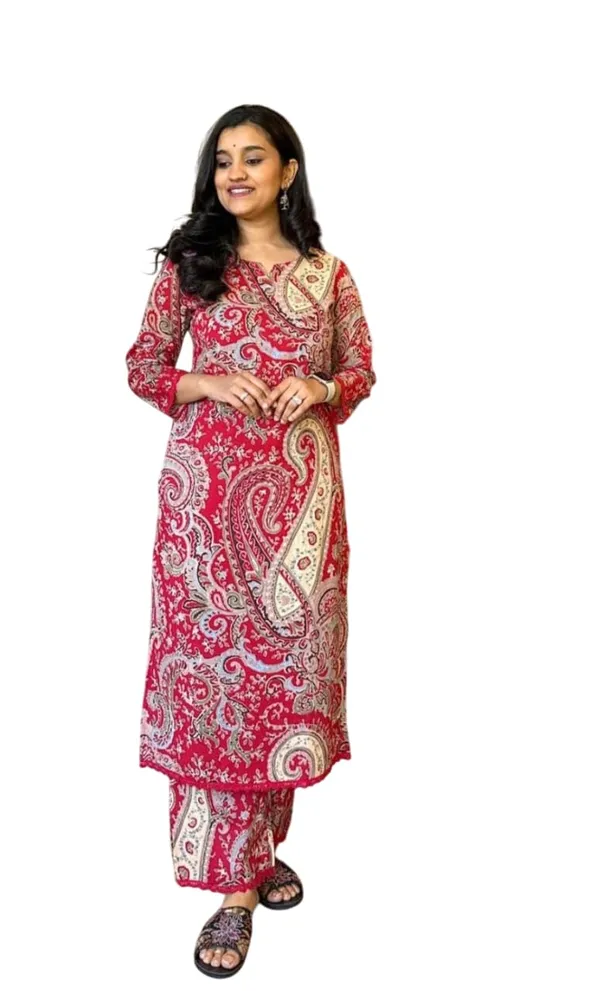 Red_Cotton_Regular_Printed_Kurti_With_Pant_Set_For_Women