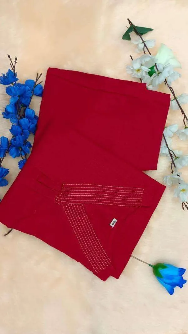 Red_Cotton_Regular_Straight_Kurti_With_Pant_Set_For_Women
