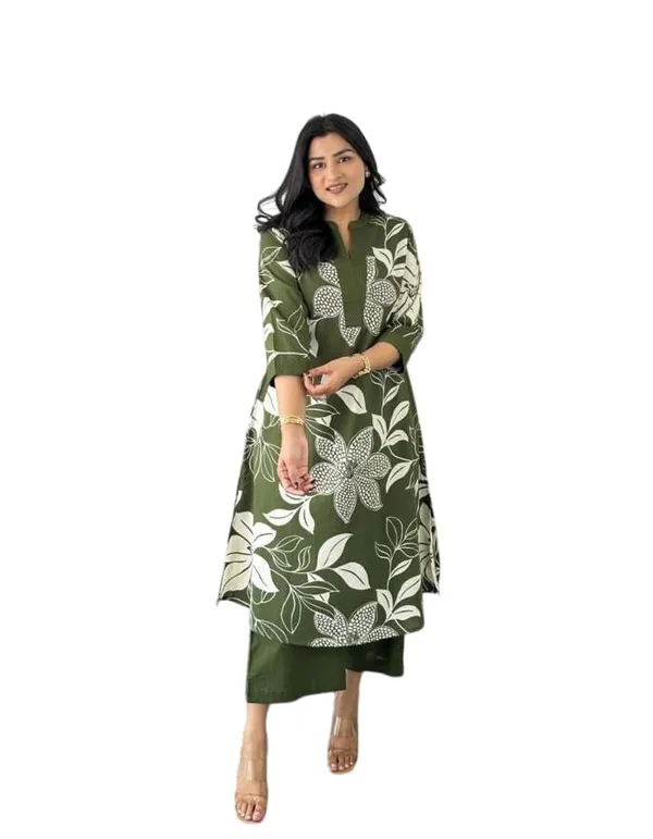 Green_Cotton_Floral_Printed_Straight_Kurti_Pant_Dupatta_Set_For_Women