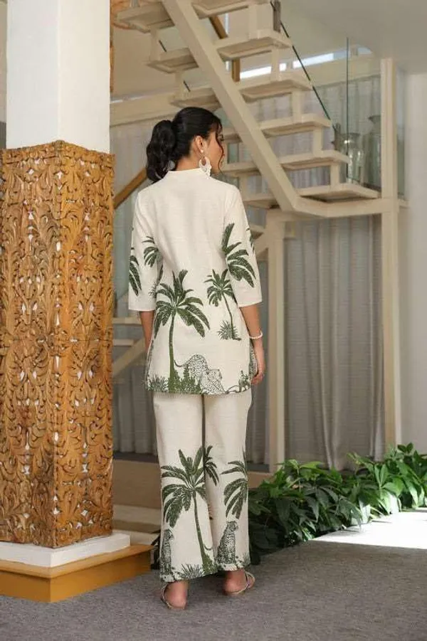 White_Green_Cotton_Floral_Printed_Straight_Kurti_With_Pant_Set_For_Women