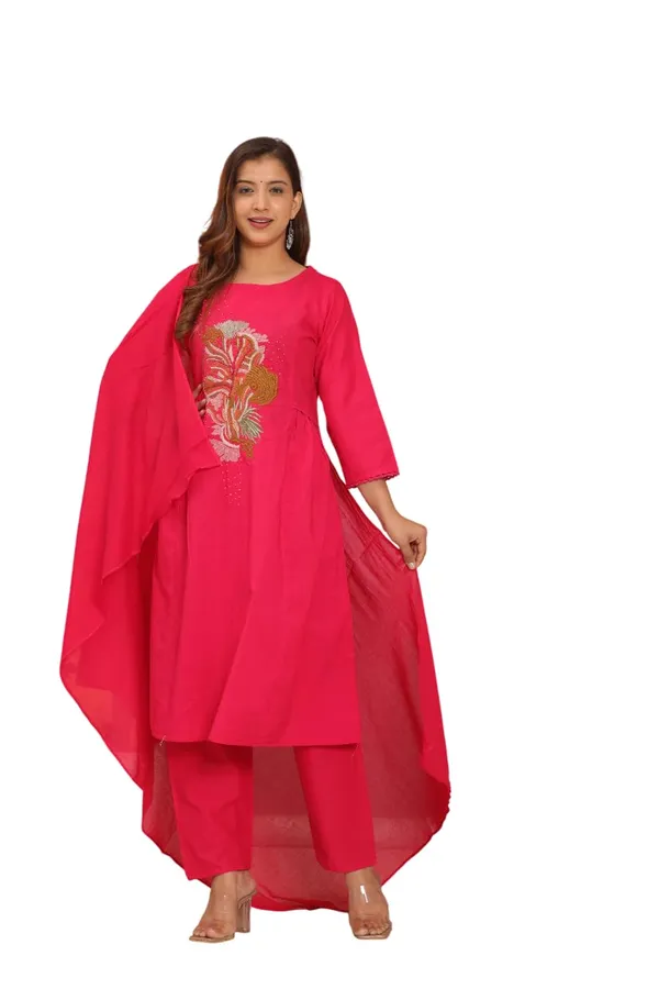 Pink_Cotton_Regular_Embroidered_Straight_Kurti_With_Pant_Set_For_Women
