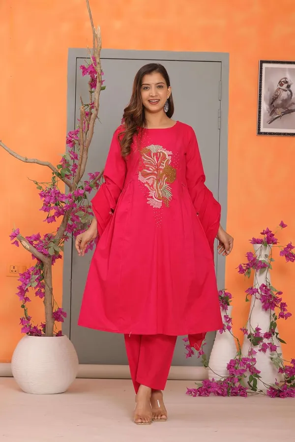 Pink_Cotton_Regular_Embroidered_Straight_Kurti_With_Pant_Set_For_Women