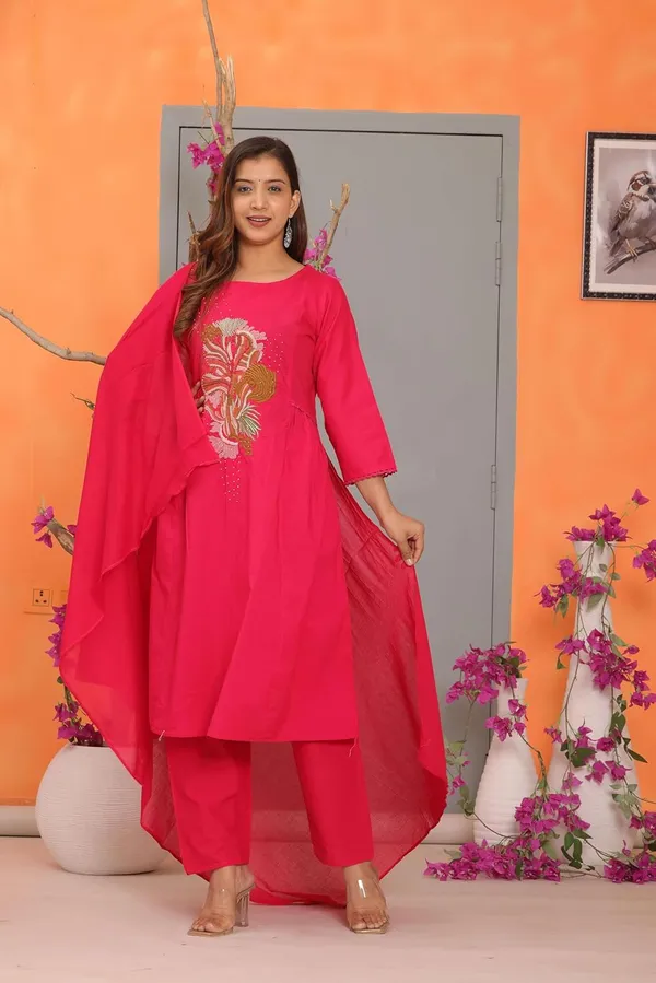 Pink_Cotton_Regular_Embroidered_Straight_Kurti_With_Pant_Set_For_Women