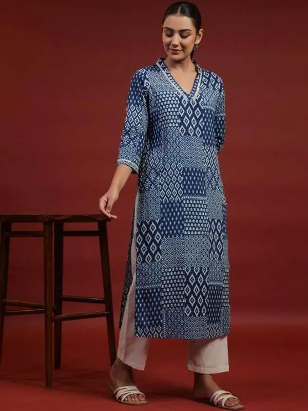 Blue_Rayon_Regular_Printed_Straight_Kurti_Set_With_Pant_Dupatta_For_Women