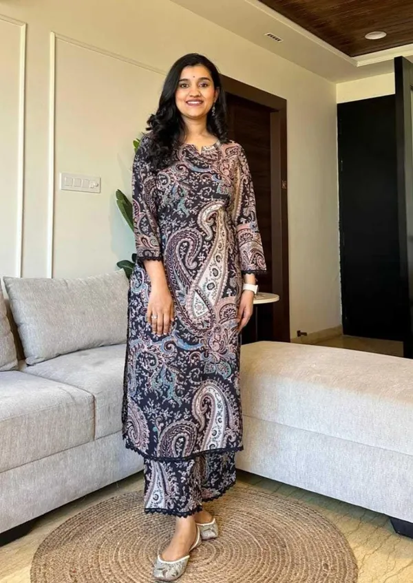 Black_Cotton_Regular_Printed_Straight_Kurti_Set_With_Pant_Dupatta_For_Women
