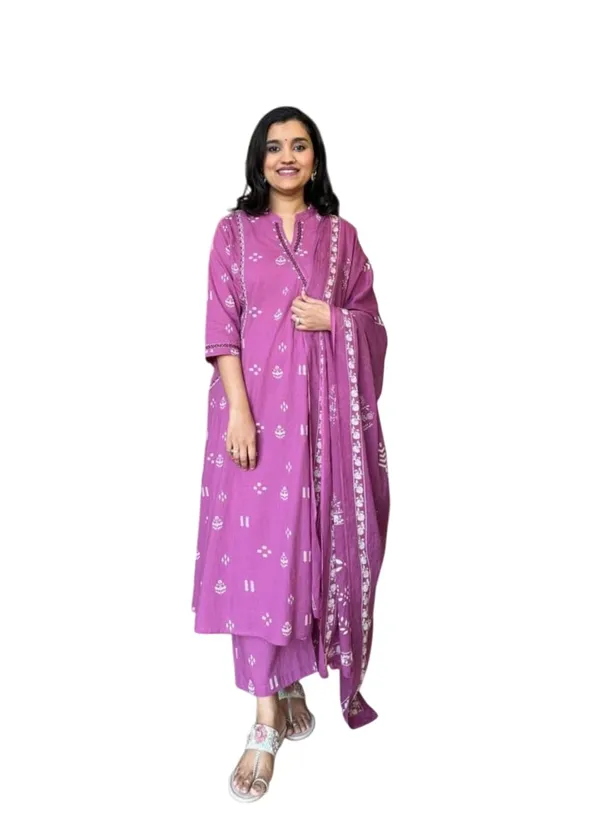 Purple_Cotton_Regular_Embroidered_Anarkali_Kurti_Set_With_Pant_Dupatta_For_Women