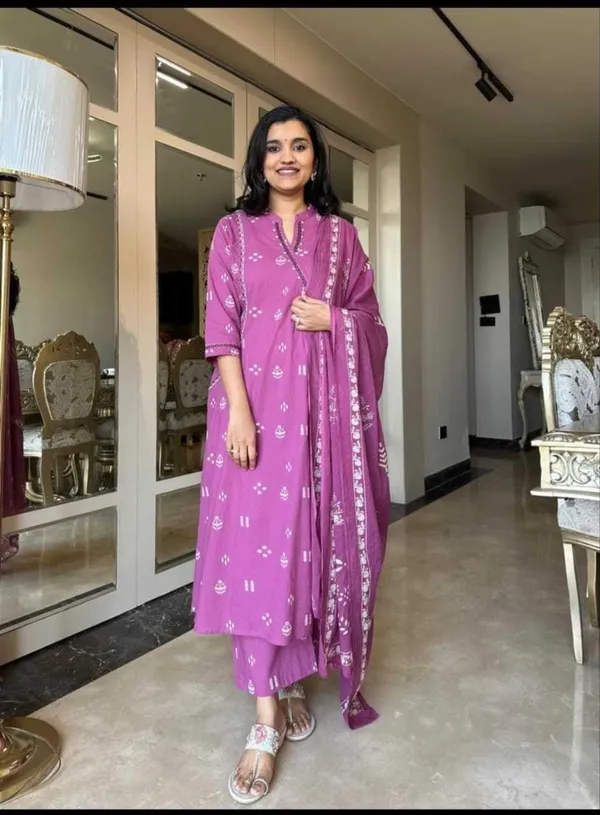 Purple_Cotton_Regular_Embroidered_Anarkali_Kurti_Set_With_Pant_Dupatta_For_Women