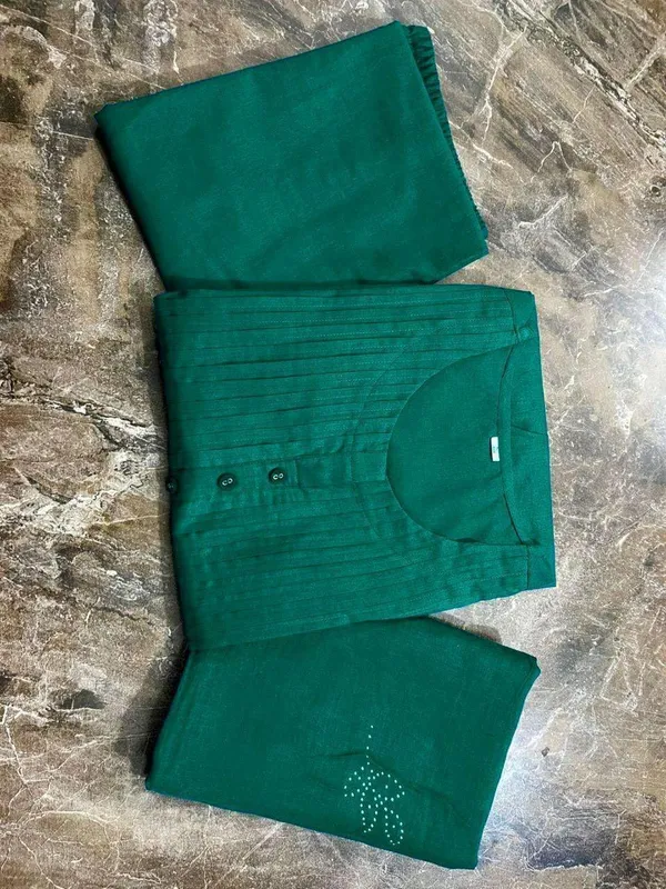 Green_Cotton_Floral_Printed_Long_Straight_Kurti_With_Pant_Dupatta_Set_For_Women