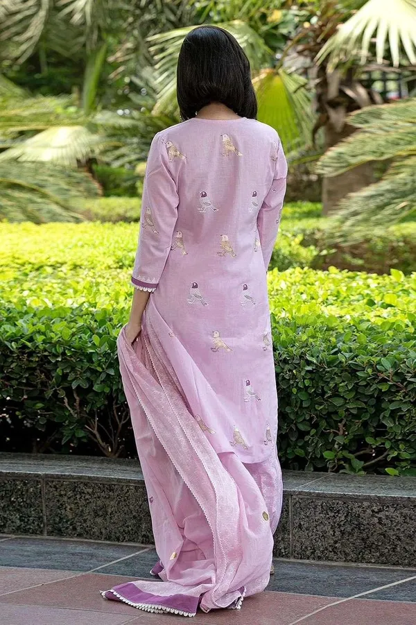 Light_Purple_Cotton_Regular_Embroidered_Straight_Kurti_Set_With_Pant_Dupatta_For_Women