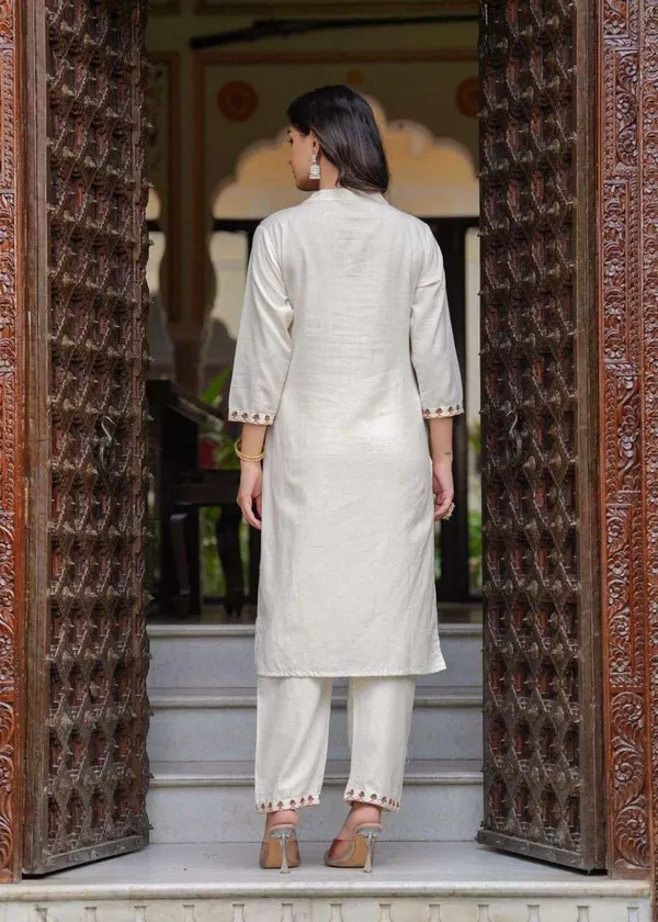 Cream_Cotton_Embroidered_Straight_Kurti_With_Pant_Dupatta_Set_For_Women