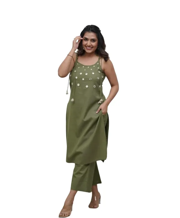 Green_Cotton_Embroidered_Sleeveless_Kurti_With_Ankle_Length_Pant_Set_For_Women
