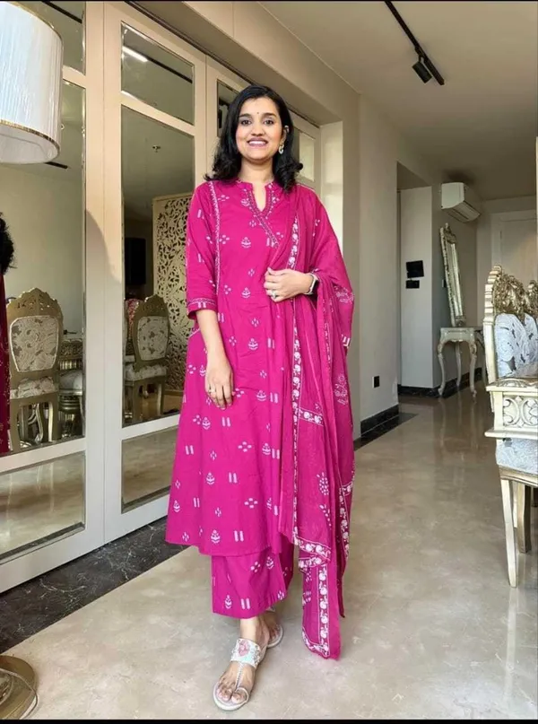 Pink_Cotton_Embroidered_Anarkali_Kurti_With_Pant_Dupatta_Set_For_Women