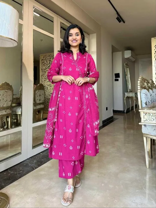 Pink_Cotton_Embroidered_Anarkali_Kurti_With_Pant_Dupatta_Set_For_Women