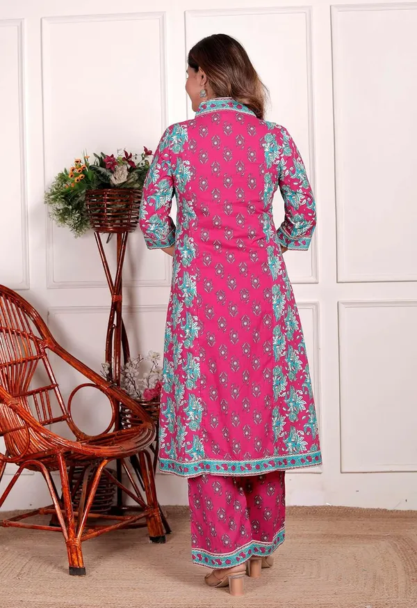 Pink_Cotton_Regular_Printed_Straight_Kurti_Set_With_Pant_Dupatta_For_Women