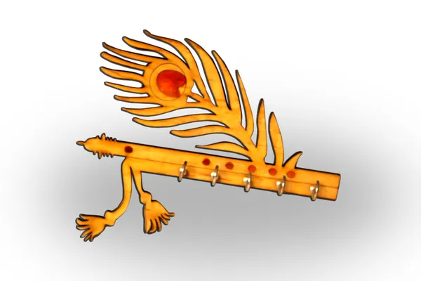 Wooden_Peacock_Feather_Flute_Design_Wall_Key_Holder