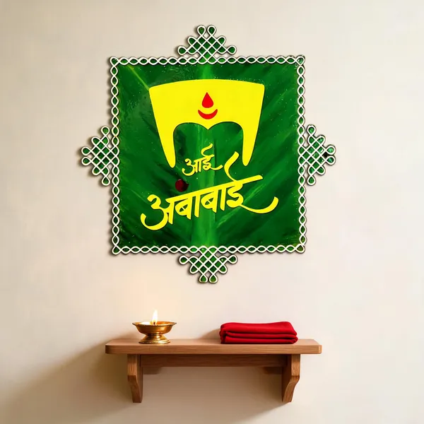 Green_Yellow_Devi_Idol_Print_Decorative_Wall_Frame