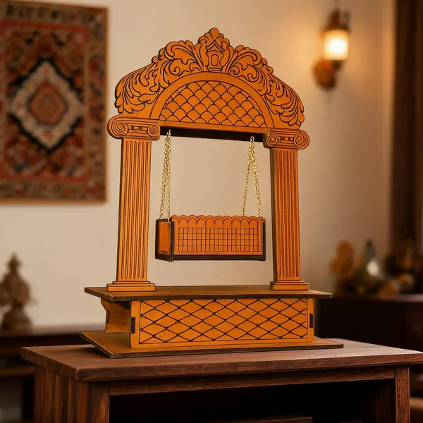 Wooden_Carved_Pillar_Design_Idol_Swing_with_Base_Stand
