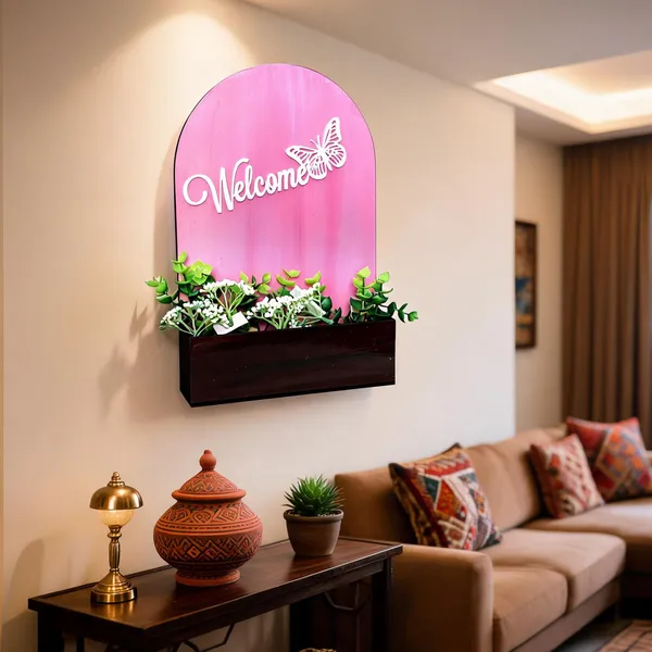 Pink_Wooden_Arch_Welcome_Decor_with_Artificial_Flowers