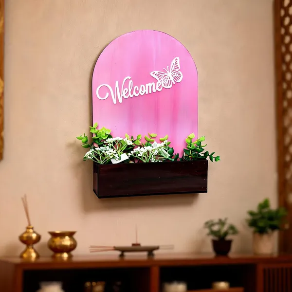 Pink_Wooden_Arch_Welcome_Decor_with_Artificial_Flowers