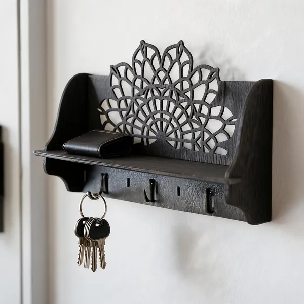 Wooden_Mandala_Cut_Wall_Mounted_Key_Holder_with_Shelf