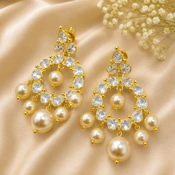 14_Ct_Polki_Handmade_Gold_Plated_Pearl_Chandelier_Earrings_For_Women