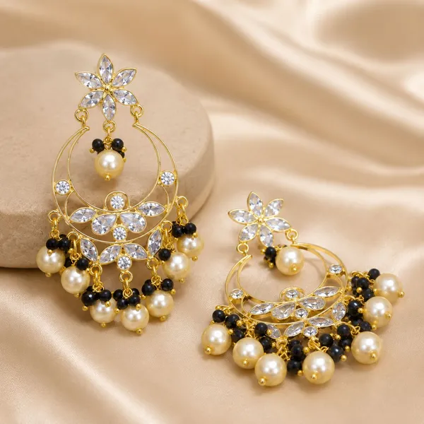 14_Ct_Polki_Handmade_Gold_Floral_Pearl_Black_Bead_Chandbali_Earrings_For_Women