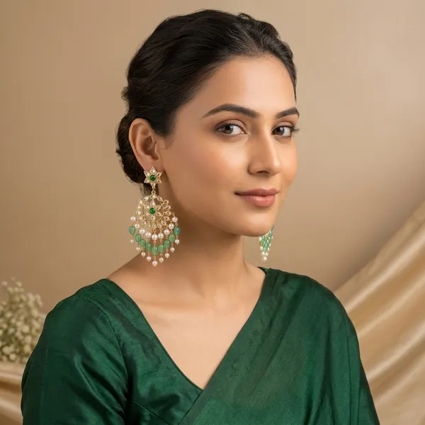 14_Ct_Polki_Handmade_Gold_Plated_Green_Stone_Pearl_Drop_Chandbali_Earrings_For_Women