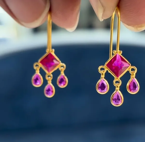 14_Ct_Polki_Handmade_Gold_Plated_Pink_Stone_Chandelier_Drop_Earrings_For_Women