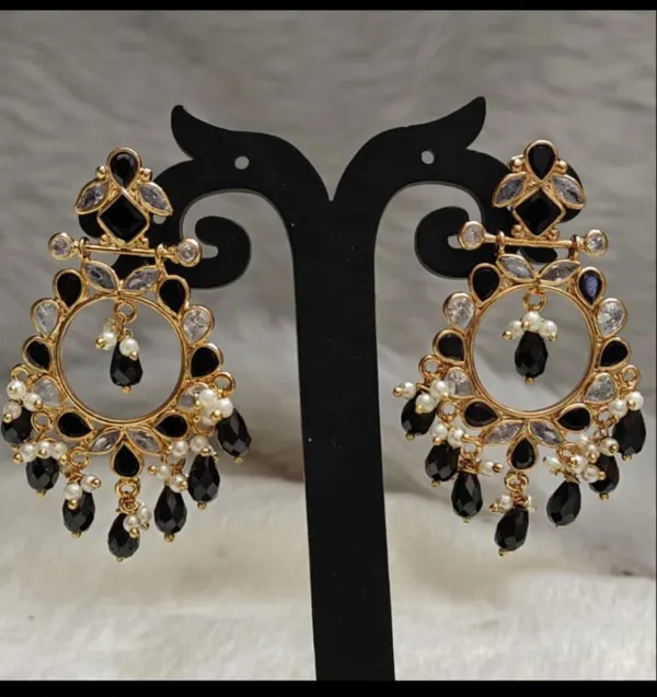 14_Ct_Polki_Handmade_Gold_Plated_Black_Stone_Chandbali_Earrings_For_Women
