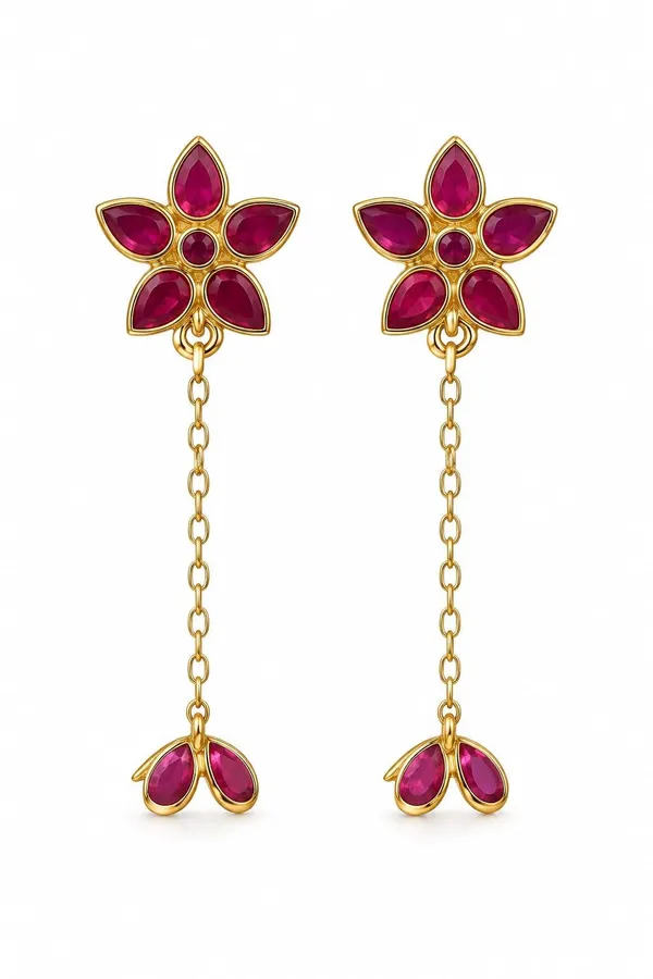 14_Ct_Polki_Handmade_Gold_Ruby_Floral_Drop_Earrings_For_Women