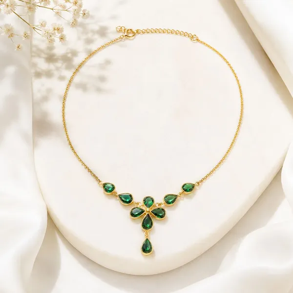 14_Ct_Polki_Handmade_Gold_Plated_Green_Stone_Floral_Necklace_For_Women