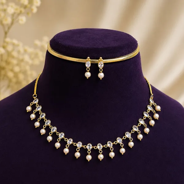 14_Ct_Polki_Handmade_Gold_Pearl_Studded_Necklace_Earring_Set_For_Women