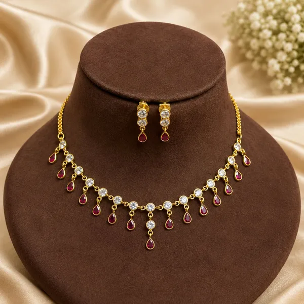 14_Ct_Polki_Handmade_Gold_Plated_Ruby_Stone_Necklace_Set_With_Matching_Earrings