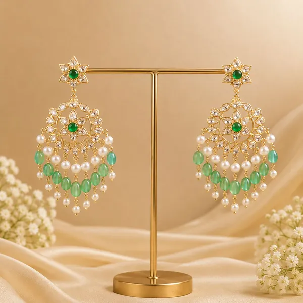 14_Ct_Polki_Handmade_Gold_Plated_Green_Stone_Pearl_Drop_Chandbali_Earrings_For_Women