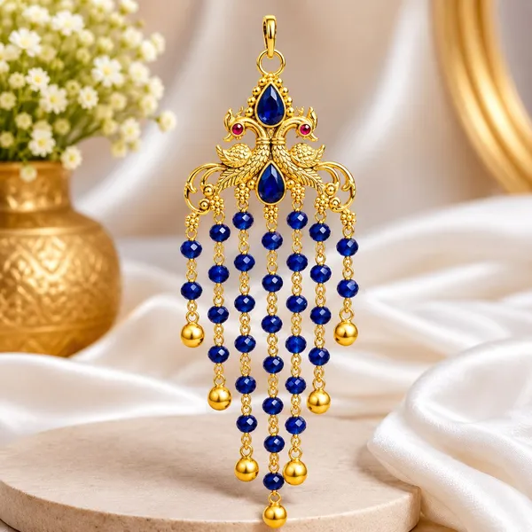 Gold_Plated_Blue_Stone_Peacock_Design_Pendant_For_Women