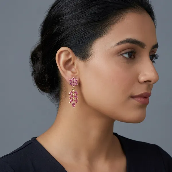 14_Ct_Polki_Handmade_Pink_Stone_Floral_Drop_Earring_For_Women