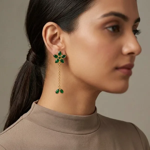 14_Ct_Polki_Handmade_Green_Stone_Floral_Drop_Earrings_For_Women