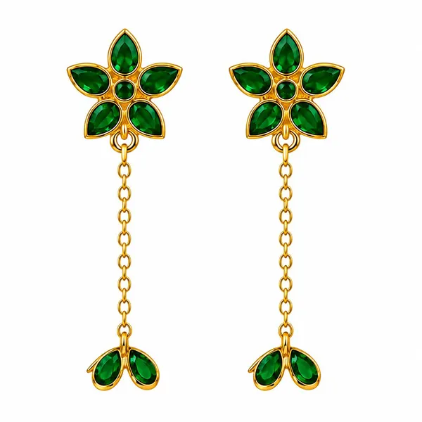 14_Ct_Polki_Handmade_Green_Stone_Floral_Drop_Earrings_For_Women