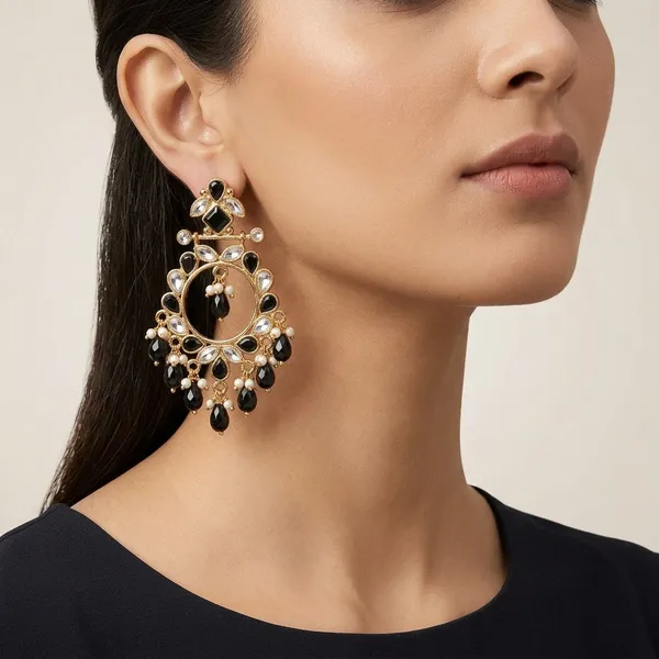 14_Ct_Polki_Handmade_Gold_Plated_Black_Stone_Chandbali_Earrings_For_Women