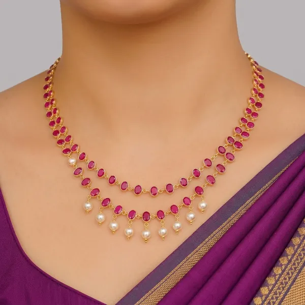 14_Ct_Polki_Handmade_Gold_Plated_Ruby_Pearl_Layered_Necklace_For_Women