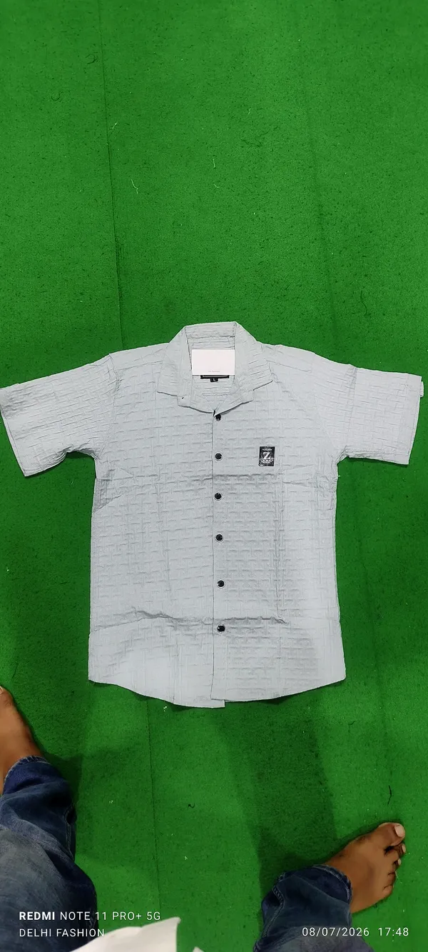 Grey_Textured_Short_Sleeve_Shirt_for_Men