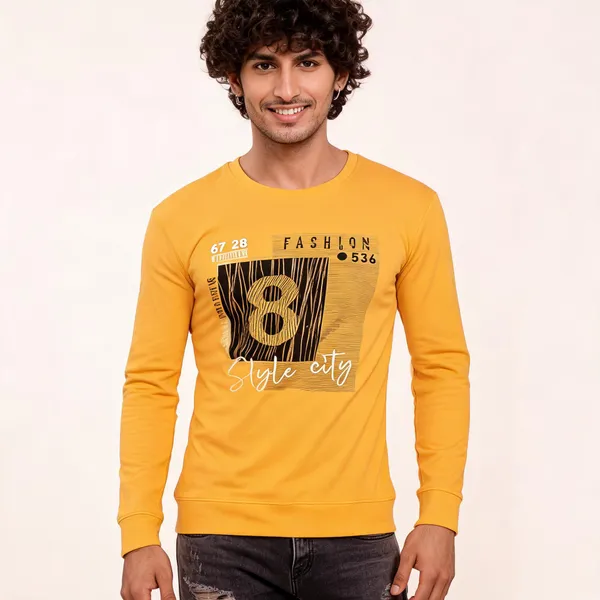 Yellow_Cotton_Hosiery_Printed_T-Shirt_For_Men