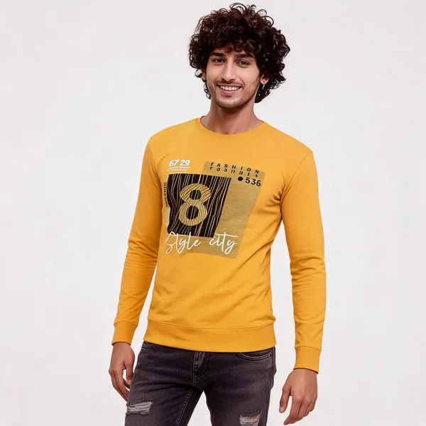 Yellow_Cotton_Hosiery_Printed_T-Shirt_For_Men