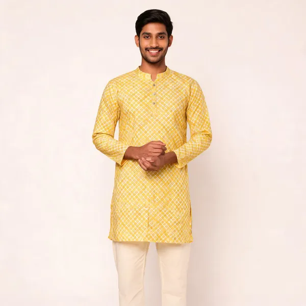 Yellow_Synthetic_Kurta_For_Men
